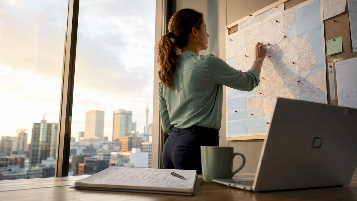 Fleet manager planning vehicle routes with map