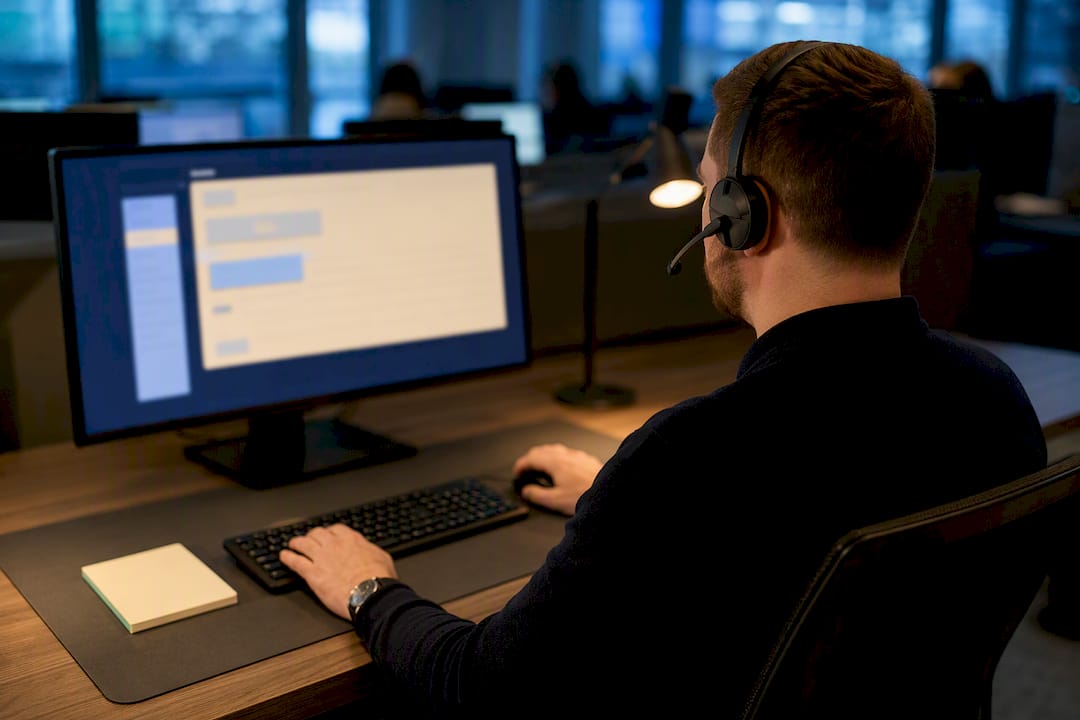 Operator confirming tracker activation in monitoring centre