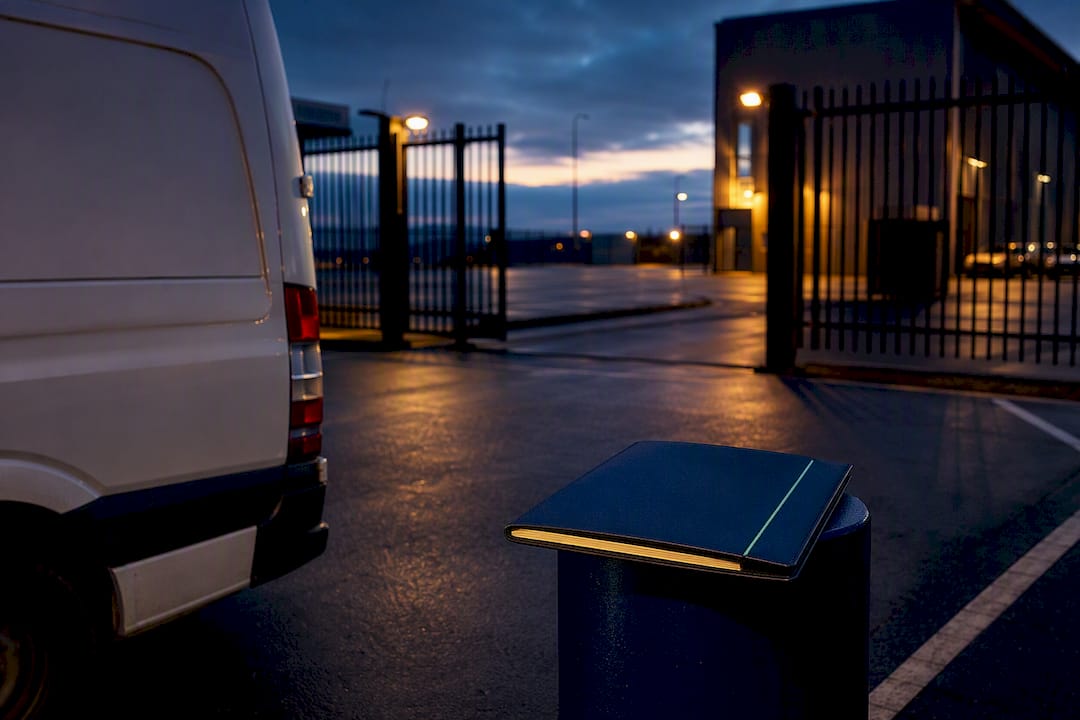 Anonymous fleet vehicle inside secure yard