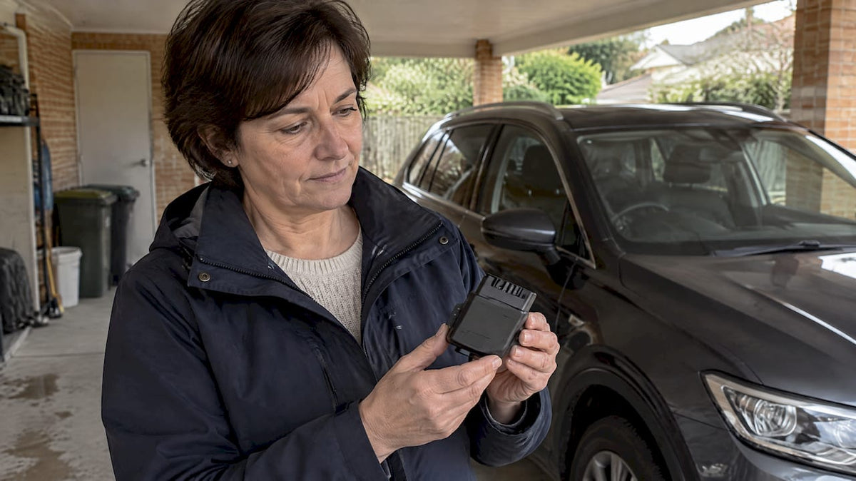 Owner considering a Thatcham S5 tracker beside her car